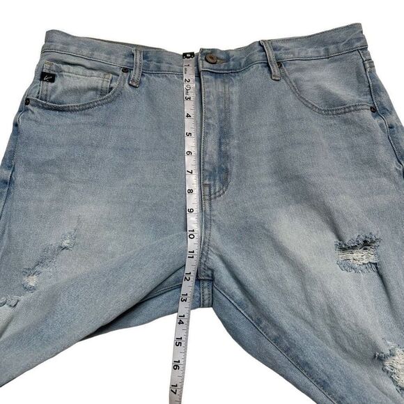 Kancan Sierra High Rise Straight Leg Distressed Jeans Women 15/31 Lightwash Blue - Picture 9 of 11